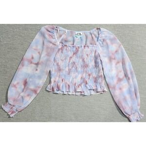 Future Collective Gabriella Karefa-Johnson Tie Dye Smocked Crop Top Blue Purpl M